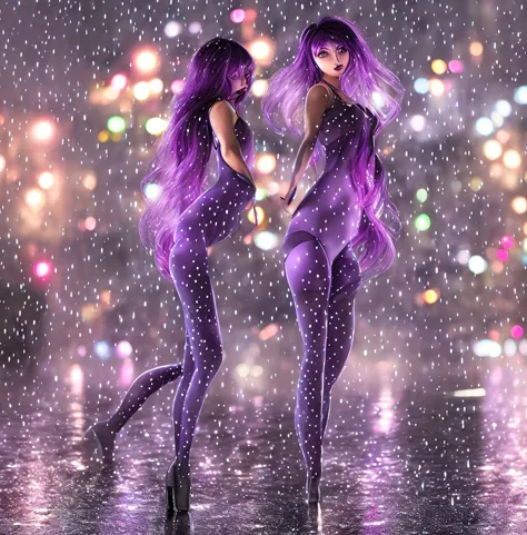 (1girl), masterpiece, photorealistic, 8k, (realistic: 1.2), full body, looking at viewer, pantyhose, purple hair, (kafka: 1.2), ...