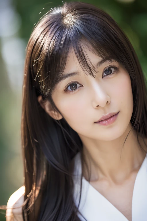 (masterpiece:1.3), (Photorealsitic, Raw photography, top-quality: 1.4), Skinny Japanese woman, 30 years old, (1girl in), (Lifelike face), detailed face, detailed eyes, (A dark-haired, Long hair:1.3), (real looking skin), (silver camisole), Ultra high resolution, A hyper-realistic, high-detail, 