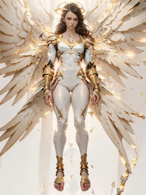 (cara delevingne), ((((((1 muscular angel girl)))))), (((huge upper body))), long hair, ((((huge angelic wings))), (((pale skin)...