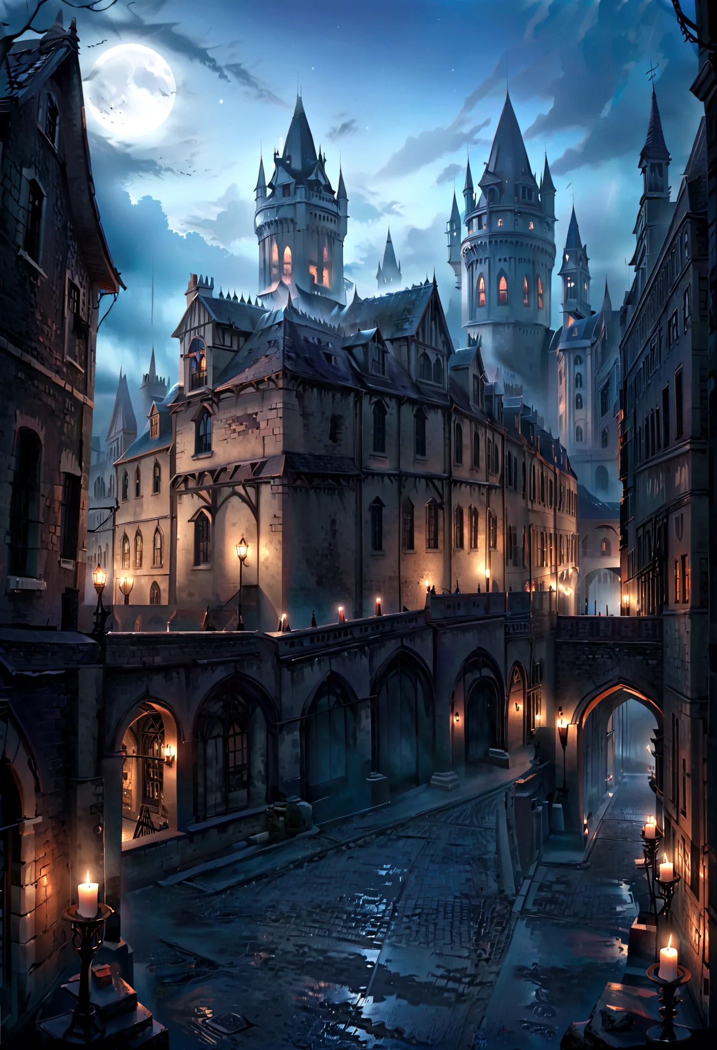 a dark gothic castle in ireland, dark magic, highly detailed, 8k, photorealistic, masterpiece, dark fantasy, dramatic lighting, ...