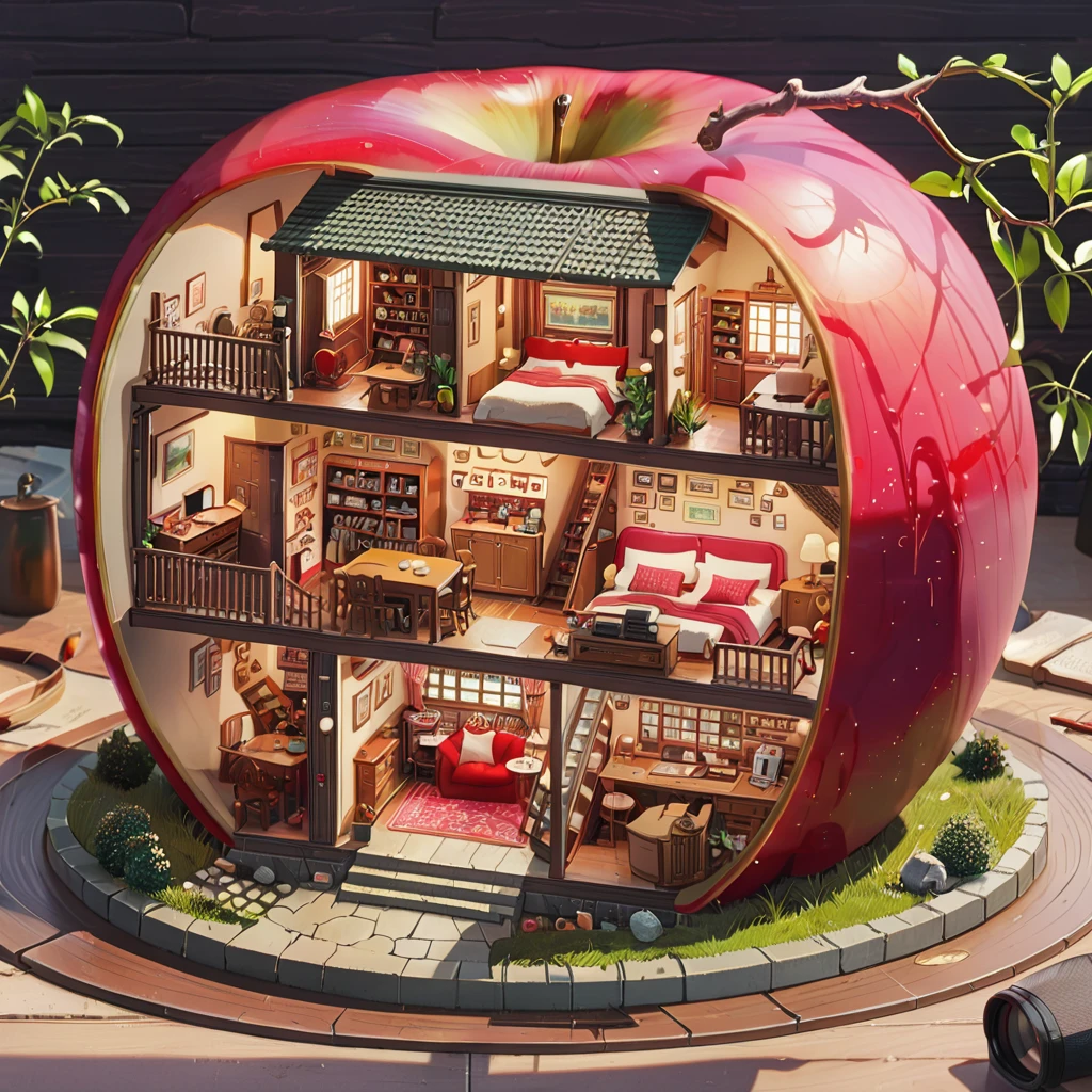 ((animado:1.4,ilustración)),(obra maestra, calidad superior, mejor calidad),(ultra detallado, resolución absolutamente),((16k, alta resolución)),

(((Una miniatura de un modelo de una casa dentro de una manzana., Increíblemente detallado, una foto microscópica, photorealism))

((cosy lofi ilustración:1.4)), ((animado:1.4, ilustración)),(obra maestra, calidad superior, mejor calidad),(ultra detallado, resolución absolutamente),((16k, alta resolución)) BREAK {estilo lofi, estilo de Laurie Greasley, estilo de Makoto Shinkai, animado aesthetic}, BREAK { (produce imágenes con más de 40 millones de píxeles con texturas detalladas y cinematográficas tomadas con una cámara Sony SLR).}