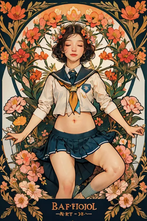 Poster,(Many more:1.2),((Art Deco,Botanical Art,Flower Art)),(Floral:1.2),Lily flower,
(masterpiece, Highest quality),(Vibrant c...