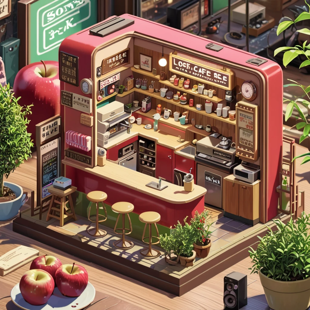 ((anime:1.4,illustration)),(masterpiece, top quality, best quality),(ultra-detailed, absolutely resolution),((16k, high res)),

(((a miniature of a model of a lofi cafe inside an apple, incredibly detailed, a microscopic photo, photorealism))

((cosy lofi illustration:1.4)), ((anime:1.4, illustration)),(masterpiece, top quality, best quality),(ultra-detailed, absolutely resolution),((16k, high res)) BREAK {lofi art, style of Laurie Greasley, style of Makoto Shinkai, anime aesthetic}, BREAK { (produces images with information than 40 million pixels with cinematic-like detailed textures shot on a Sony SLR).}