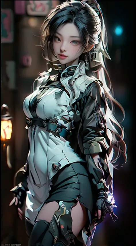 ((Best quality)), ((masterpiece)), (detailed:1.4), 3D, an image of a beautiful cyberpunk female,HDR (High Dynamic Range),Ray Tra...