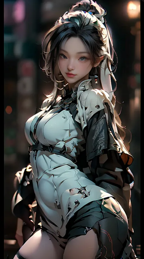 ((Best quality)), ((masterpiece)), (detailed:1.4), 3D, an image of a beautiful cyberpunk female,HDR (High Dynamic Range),Ray Tra...