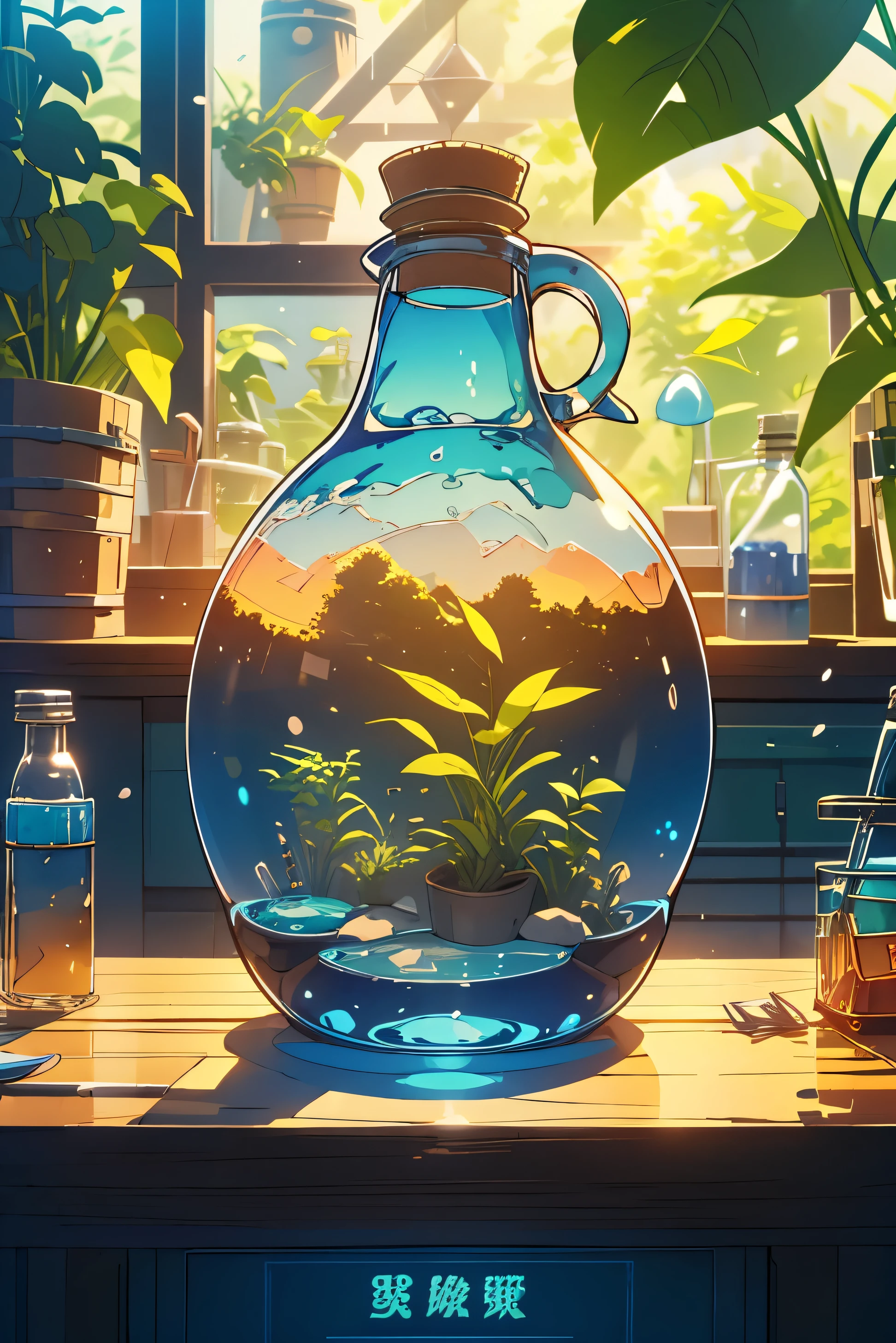 a room filled with lots of bottles and plants, fantasy alchemist laboratory, magic lab background, laboratory background, magic laboratory setting, mysterious laboratory, lab background, alchemy laboratory, plants in scientific glassware, alchemist lab, secret lab, laboratory, lab, science lab, alchemist library background, magical botanic, smoky laboratory, studio ghibli environment, anime nature wallpap