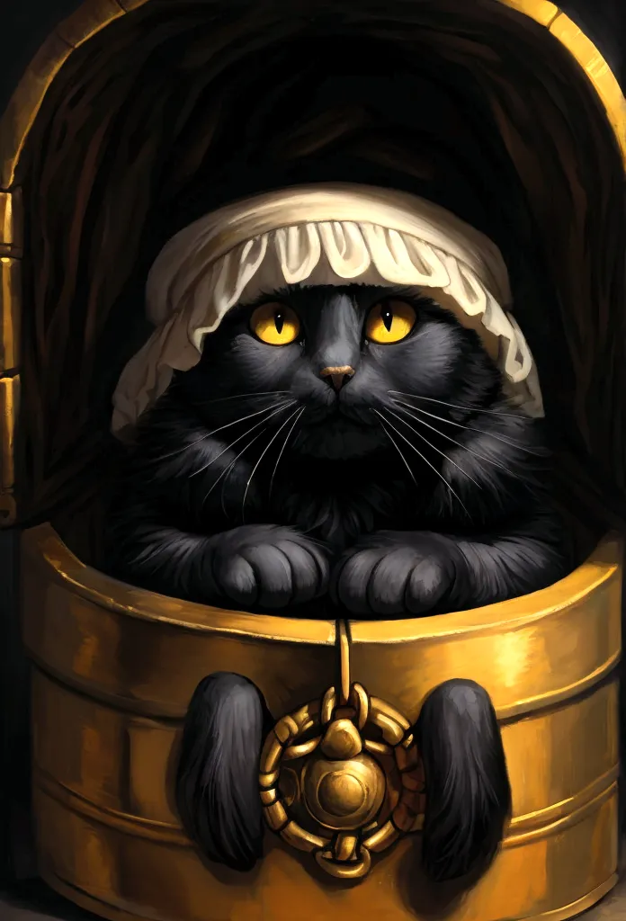 heavy oil painting, rembrandt van rijn, close up of a cute black cat wearing box gloves, in the ring, unfriendly environment