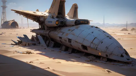 space aircraft, space ship, starship, desert, abadoned ship, disaster ship, abadoned structure, oval aircraft, covered by sand, ...