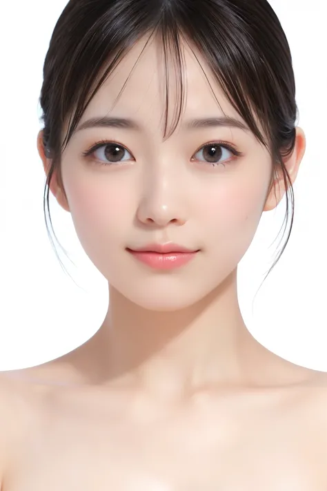 (Highest quality、Tabletop、8k、Best image quality、Award-winning works)、(Face close-up:1.2)、(Pure white background:1.2)、(nude:1.1)、...
