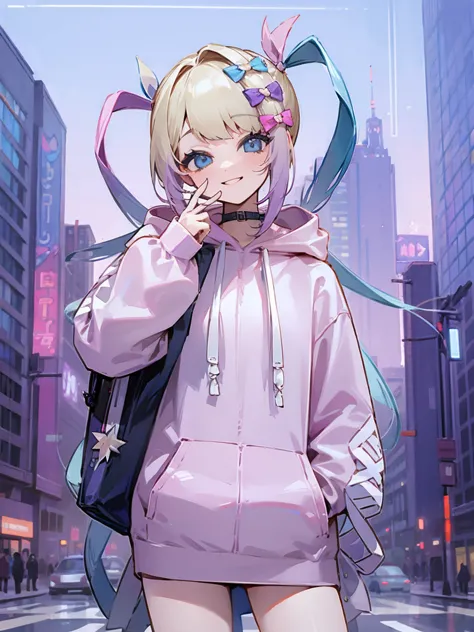 city backround hoodie smiling