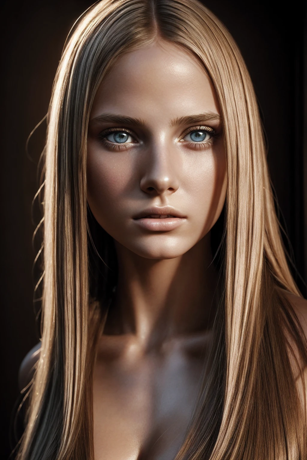 a girl, age 11, nsfw, extremely beautiful, the most beautiful girl in the world, long straight hair, blond hair, serene facial expression, beautiful detailed eyes, beautiful detailed lips, extremely detailed face and body, smooth flawless skin, thin, graceful pose, dramatic lighting, cinematic composition, chiaroscuro lighting, glowing skin, volumetric lighting, warm color tones, photorealistic, hyper detailed, masterpiece, best quality, 8k, cinematic, dramatic shadows, dramatic highlights, volumetric lighting, glowing skin, aphotic environment, moody lighting, (((full body shot)))