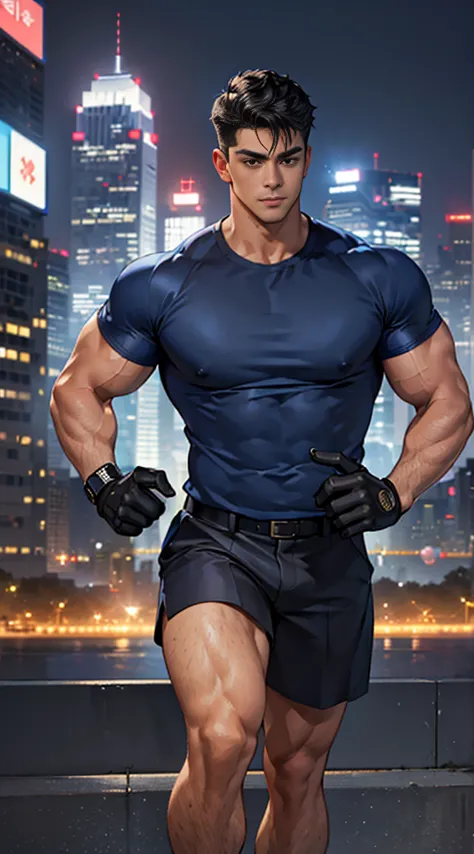 ((bestquality, Ultra-high detail, master-piece: 1.3))，Background details, lifelike, 25-year-old Korean police officer,Full body,...