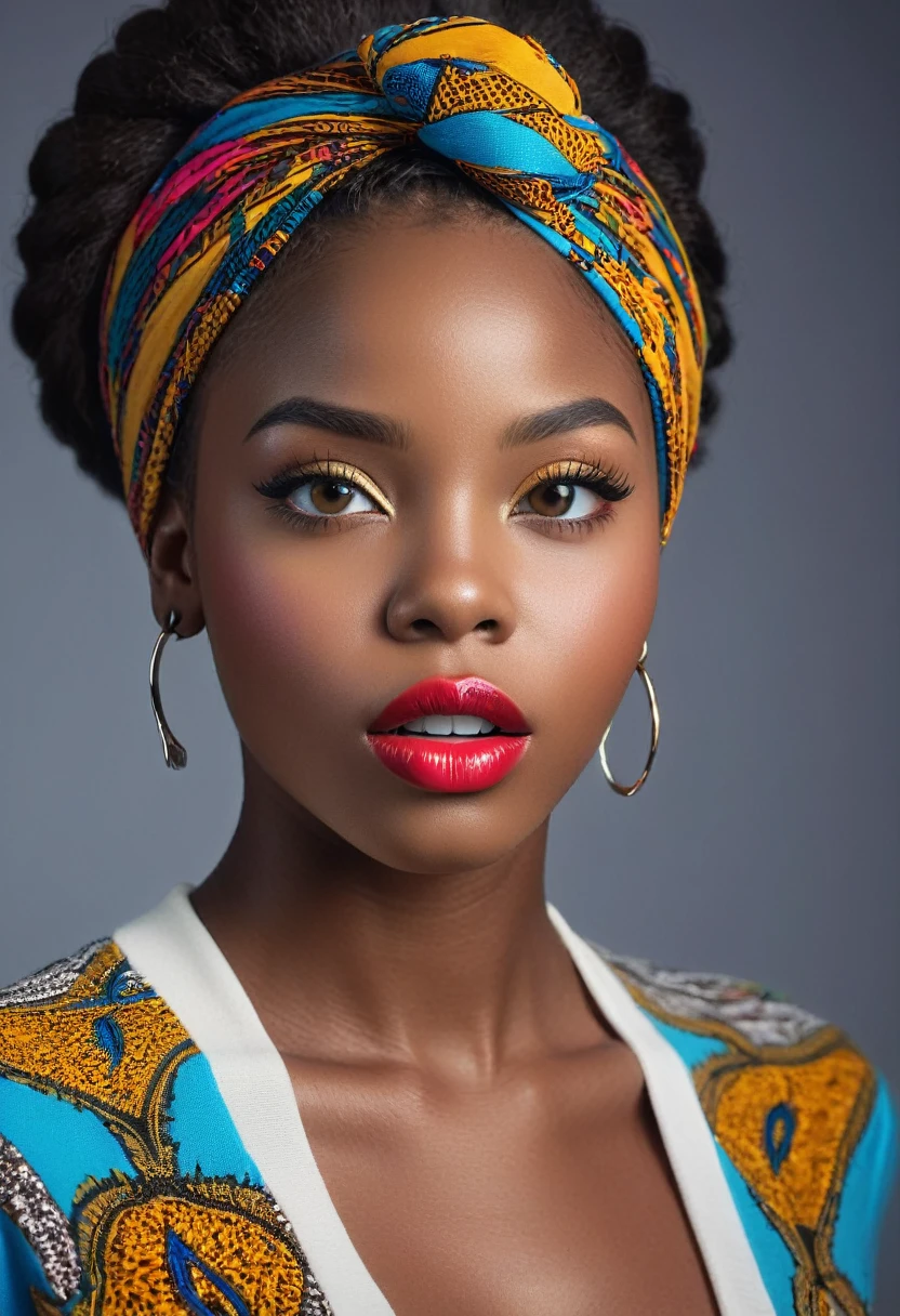 black african teen , detailed portrait, sharp focus, high resolution, photorealistic, beautiful detailed eyes, beautiful detailed lips, extremely detailed face, longeyelashes, fresh and agile look, stylish outfit, dynamic pose, studio lighting, vivid colors, professional photography