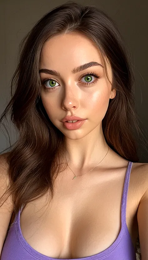 Green eyes. green long hair, beatiful face, cum in mouth, in office -  SeaArt AI