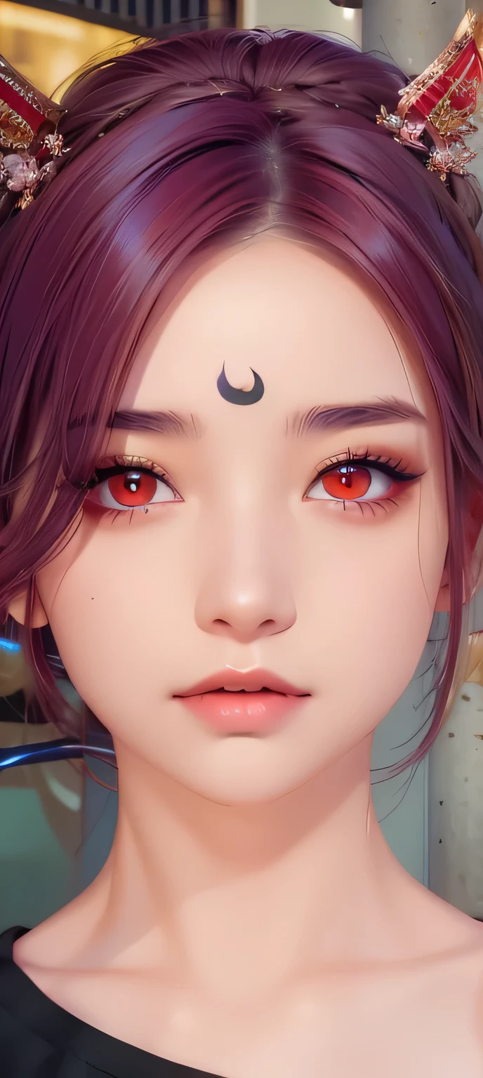 Ein Mädchen 18 Jahre alt ,  sehr detaillierte Gesichter, sehr detaillierte Augen, (rote Augen:1.3)