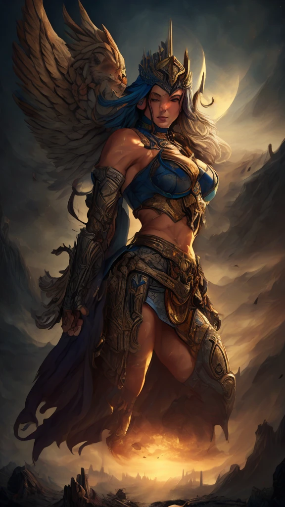 Asgard，valkyrie，Latina Adult model Daisy Marie ，Anatomia correta，epic fantasy digital art，tmasterpiece，8k，high-definition resolution，desenho detalhado，Qulidade Superior, Epic composition, best quality, cinematic photo