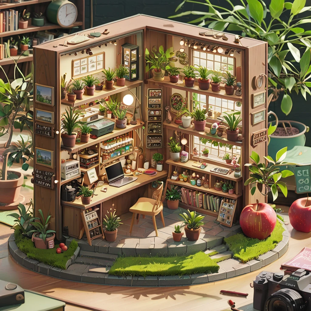 ((animado:1.4,ilustración)),(obra maestra, calidad superior, mejor calidad),(ultra detallado, resolución absolutamente),((16k, alta resolución)),

(((una miniatura de un modelo de una tienda de plantas dentro de una manzana, Increíblemente detallado, una foto microscópica, photorealism))

((cosy lofi ilustración:1.4)), ((animado:1.4, ilustración)),(obra maestra, calidad superior, mejor calidad),(ultra detallado, resolución absolutamente),((16k, alta resolución)) BREAK {estilo lofi, estilo de Laurie Greasley, estilo de Makoto Shinkai, animado aesthetic}, BREAK { (produce imágenes con más de 40 millones de píxeles con texturas detalladas y cinematográficas tomadas con una cámara Sony SLR).}