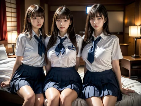 (raw photo, 4k, masterpiece, high resolution, extremely complex) (realistic: 1.4), cinematic lighting
 ((2 girls, 2 schoolgirls)...