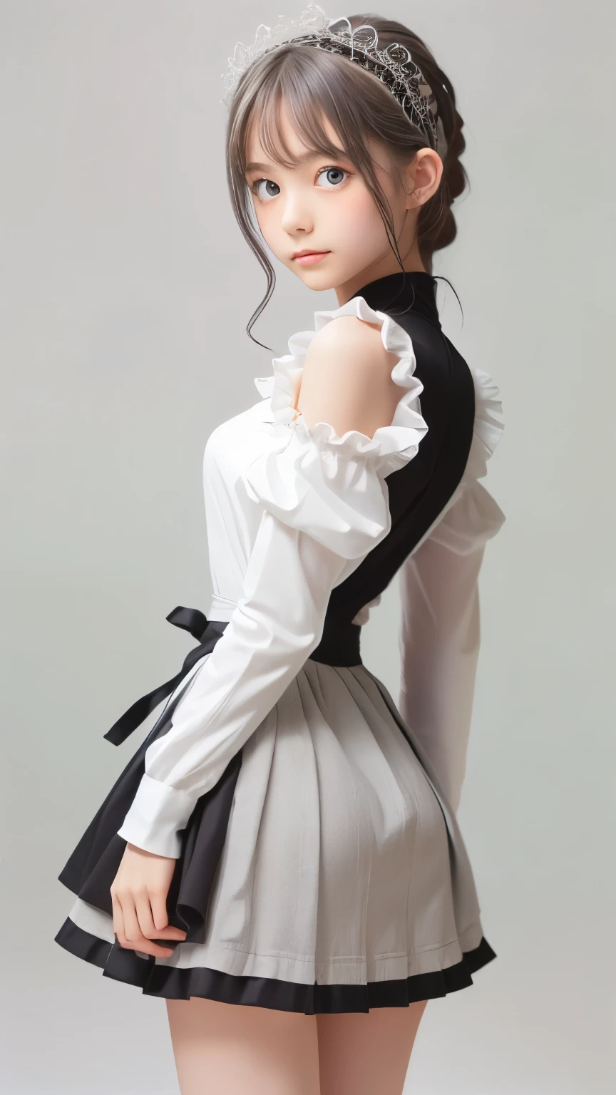 ((masterpiece)), (Highest quality))), (Character design sheet, National costume, same characters, front, ~ side, return), figure, 1 girl, whole body, Silver Hair, eyes hair, Beautiful Eyes, Princess Cut, Environmental change scene, Short skirt, Shyness, woman, girl, Are standing, Gothic Lolita, VTuber, Chartern Betarola, (simple returnground, white returnground: 1.3) ( masterpiece:1.2), (Highest quality:1.3)