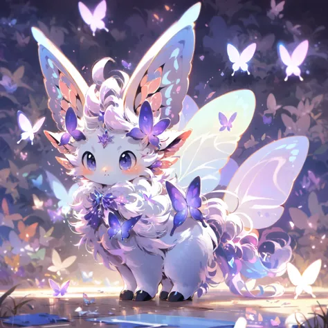 butterfly fairy,unicorn，Simple background,Purple background