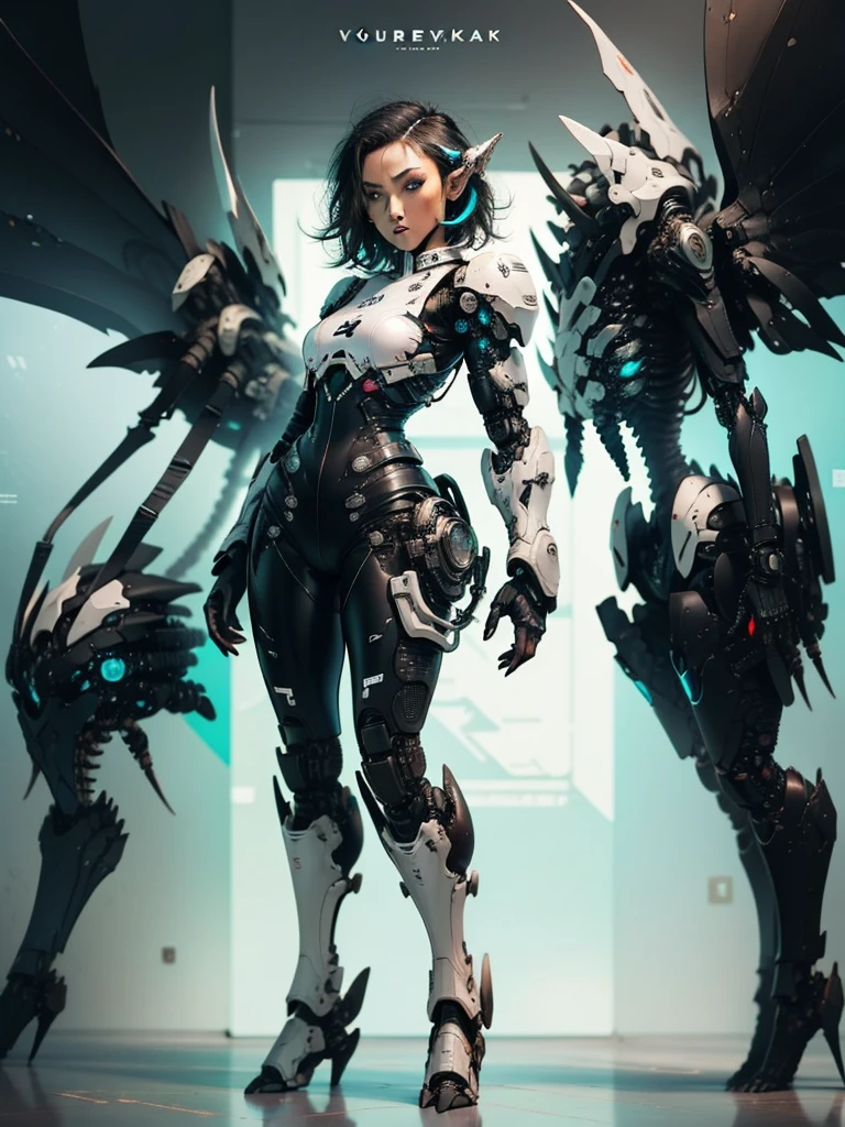 a cyborg female robot warrior, detailed metallic body, short cyberpunk hair, glowing blue circuits, futuristic technorganic armor, intricate mechanical limbs, powerful stance, dramatic lighting, cinematic composition, 8k, best quality, masterpiece, 1girl, sci-fi, Fullbody, cowboy shot, hyper detailed, high contrast, cinematic lighting, advanced 3d rendering, volumetric lighting, ultra-fine details, sharp focus