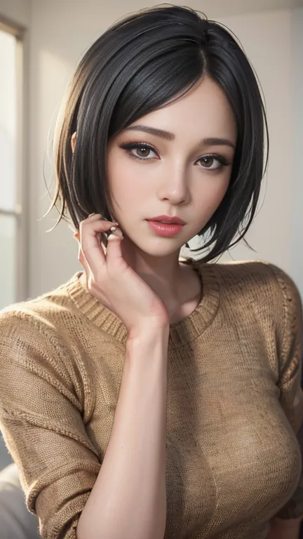 (masterpiece:1.3), (8k, realistic, raw photo, highest quality: 1.4), (1 girl), beautiful face, (realistic face), (black hair, sh...