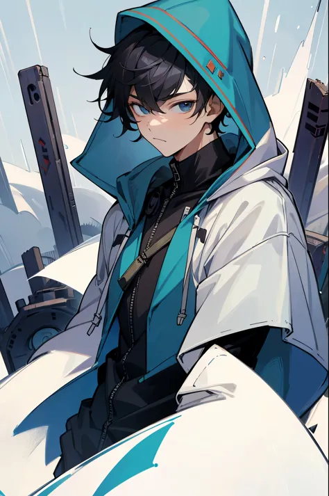 masterpiece, best quality, high quality, yukine, 1boy, solo, male focus, upper body, looking at viewer, hood, hoodie, hat
