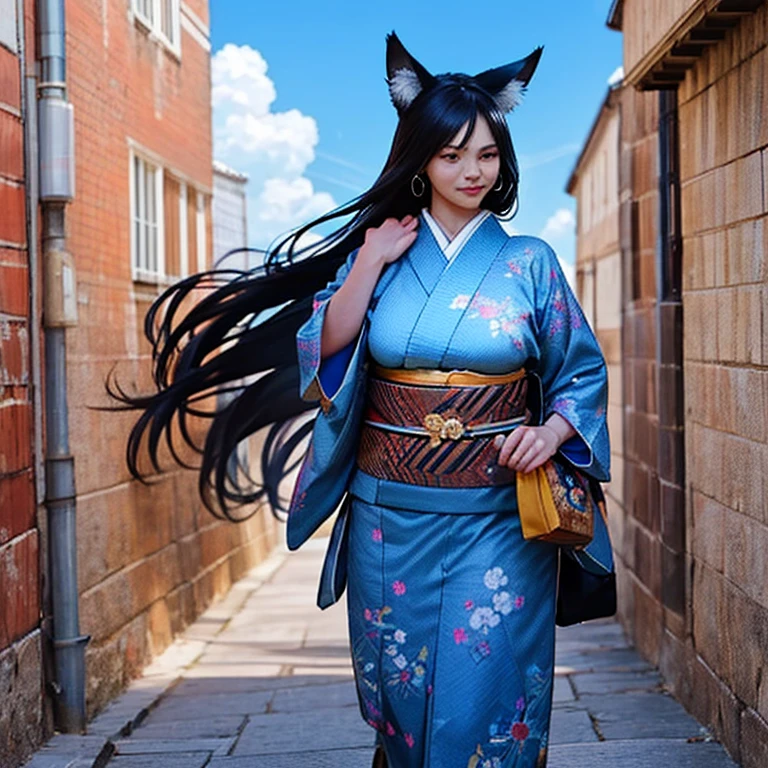 One Girl, Fox Girl, Nine-Tailed Fox,Fox Ears, Black colored hair, Fox Makeup,One Girl, Kimono with open chest, Body size is 100-70-90!, Nice body, Avatar, face, Open chest, lewd face, Dominant representation, naughty face, Big Breasts, Emphasize cleavage,Show bare skin, Skin is visible, With legs apart, Show off your thighs, M-shaped legs, A beautifully patterned kimono,Red and black flowing water pattern kimono, I can see her cleavage, I can see your underwear, Nipples, See-through, Plump body, Muscular, Uplifting, Abdominal muscles, Exposed skin, Long Hair, Skin Texture, Soft breasts, Large Breasts, Standing in a grassy field, outside, Blue sky,Composition facing directly ahead, Grab the breasts with both hands, Fingers digging into breasts, Developmental atmosphere, god秘的な絵, god々Cool atmosphere