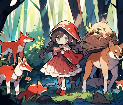 little red riding hood and the wolf、little、in the forest