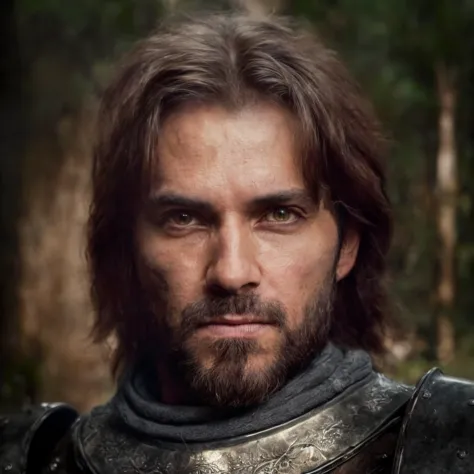 (masterpiece)+, (extremely (realistic)+,a portrait of an attractive male knight, focused stare. looking in camera. volumetrics d...