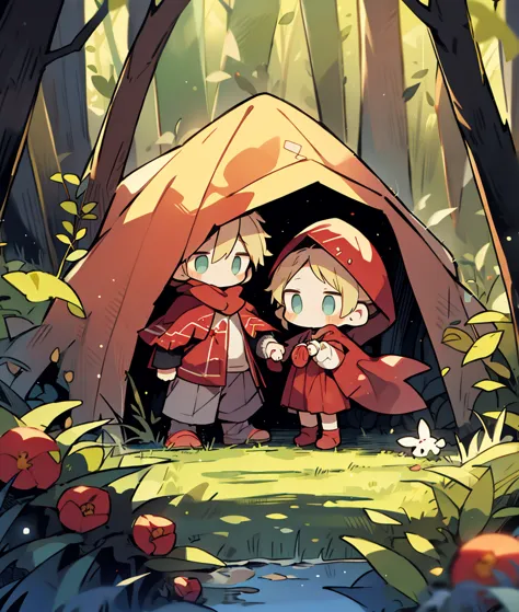 Little Red Riding Hood and the Boy、Little、in the forest
