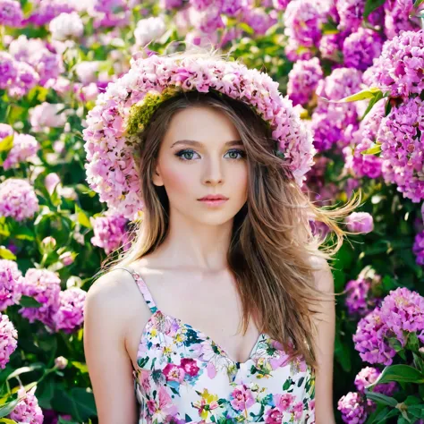 Beautiful girl in flowers