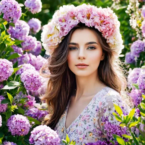 Beautiful girl in flowers