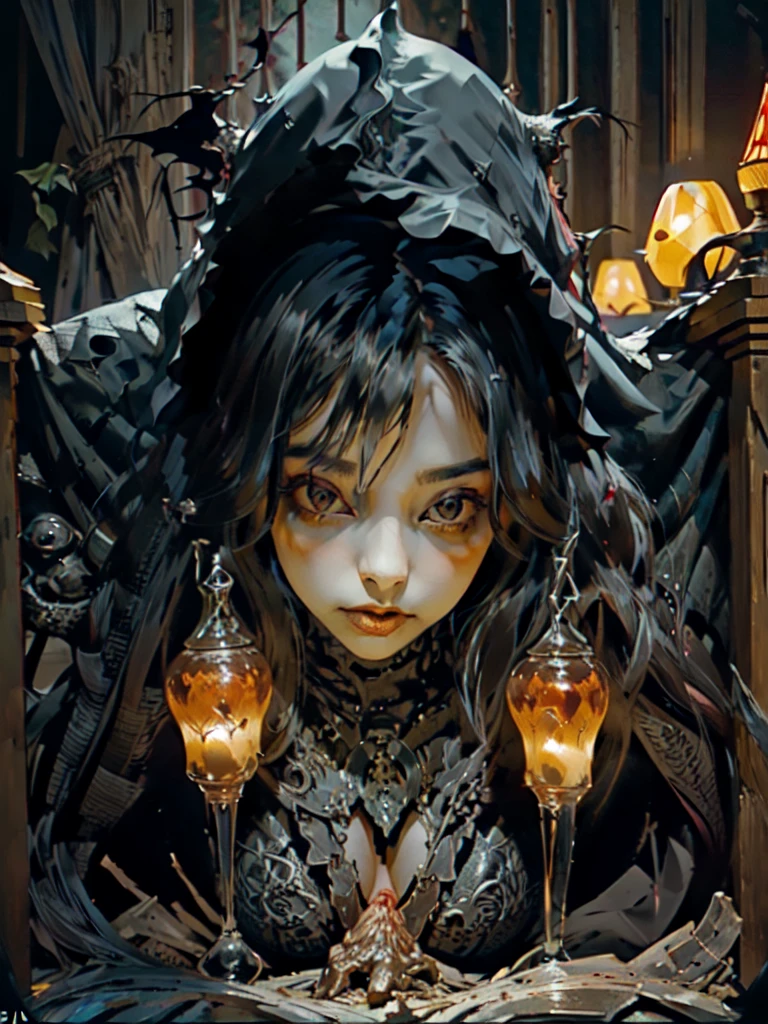 Imagine a cute Gothic little slut, fingering her female genitalia, aswell as inserting an elongated  tongue of a cheeky, whimsically evil demon, it spreads her buttocks cheeks apart, in a horror  fantasy world full of little demon beings and silaciban hallucinatory mushrooms, ornatly detailed, intriquet bugs, and a coiling serpents den where they are seen doing there sensual activities 