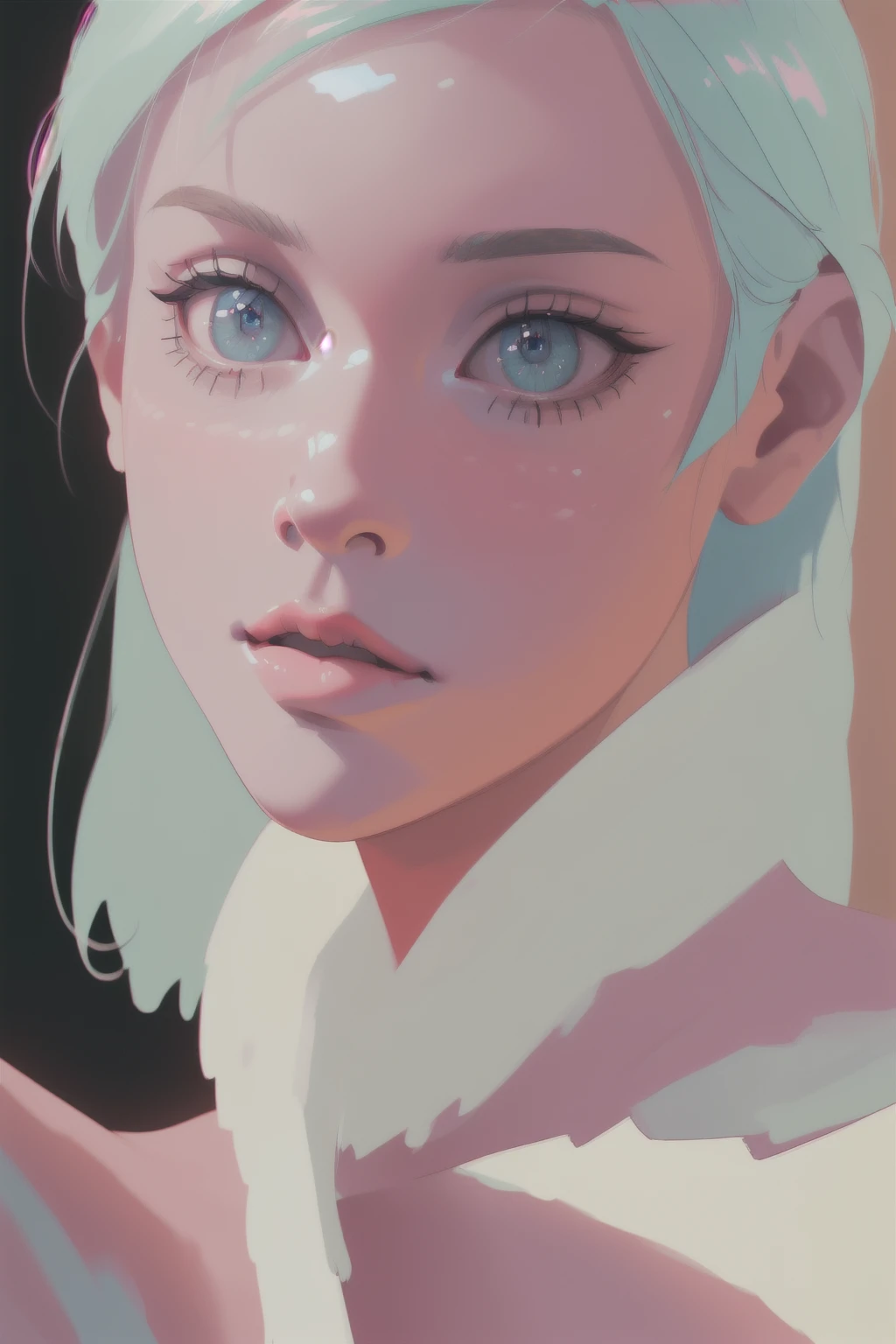 1girl, beautiful detailed eyes, beautiful detailed lips, extremely detailed face, longeyelashes, minimalist portrait, hyperrealistic digital painting, 1990s aesthetic, soft pastel colors, dramatic lighting, cinematic composition, (best quality,4k,8k,highres,masterpiece:1.2),ultra-detailed,(realistic,photorealistic,photo-realistic:1.37)