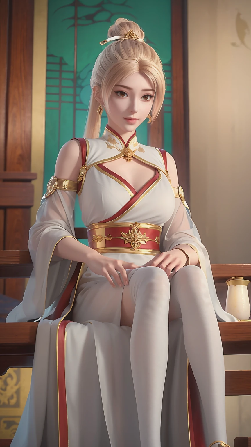 Arad woman in a dress sitting on a throne, cute anime waifu in a nice dress, trending on cgstation, 8K high quality detailed art, anime barbie in white, highly detailed exquisite fanart, Extremely detailed Artgerm, the anime girl is crouching, Flowing magic robe, Beautiful and attractive anime woman, WLOP 和 Sakimichan