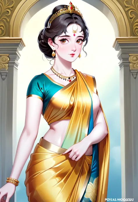 beautiful jewish woman, wearing saree, sari beauty, gorgeous, apsara, maharani, royal queen woman, nymph from hindu mythology, u...