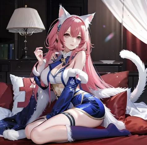 Anime Girls Cosplay，cat ears and tail,Cheating