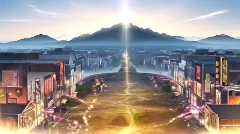 backgroundสไตล์จีน, backgroundภูเขานิกายเซียนอมตะ, Immortal Light, slightly elevated view, ((background:1.8))
