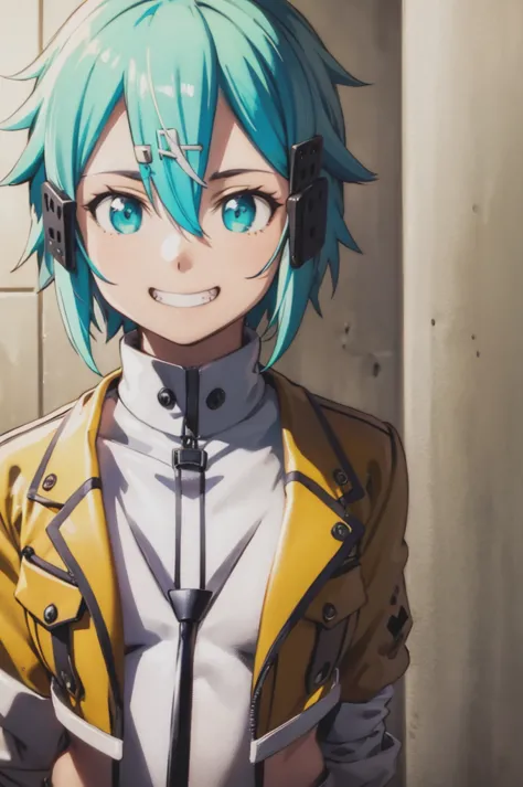 Sinon-GGO, Grin, Portraiture,, (Fascinating, Fascinating, Charm:1.3), beautiful, (Very detailed, high quality:1.3)