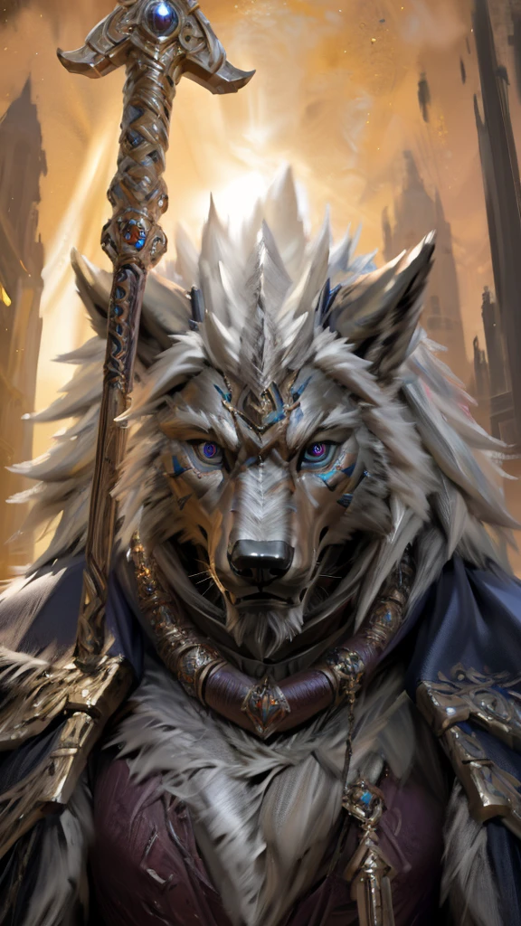 4K, high resolution, best quality, Perfect color, Perfect shadow, Perfect lighting, Posted on e621 (Chunie Art Style), arms, Furry Art!!!, pov Furry Art, Detailed fan art, Official Fanart, high quality fanart, World of Warcraft同人画, fursona Furry Art commission, very very beautiful Furry Art, Furry Fantasy Art, Furry Art, Furry anime, high resolution佣金, fursona art, Anime Characters, World of Warcraft风格, Anime Wallpaper, Detailed key animation art, Strong, Full body portrait, panoramic, (Realistic eye details: 1:2), High Detail, high quality, The award-winning, HD, 16K, (best quality,4K,8K,high resolution,masterpiece:1.2),Extremely detailed,Practical:1.37,HDR,UHD,Studio Lighting,Extremely detailed的描述,professional,Bright colors,Bokeh,Active atmosphere, Natural Lighting，Reference Blizzard Games《World of Warcraft》Genn Greymane，Werewolf，White hair