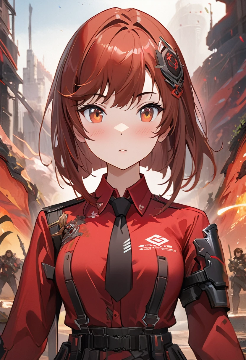 Anime girl wearing red shirt and black tie posing for photo, author：Yang Jie, extremely detailed type germ, Rin Harusaka, type germ jsc, guweiz style artwork, Beautiful digital artwork, type germ. high detail, range murata and type germ, style type germ, Most models | type germ