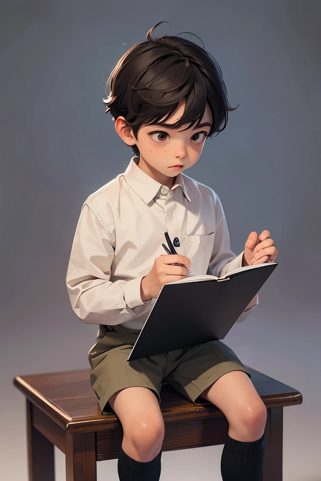 A boy studying image in animation