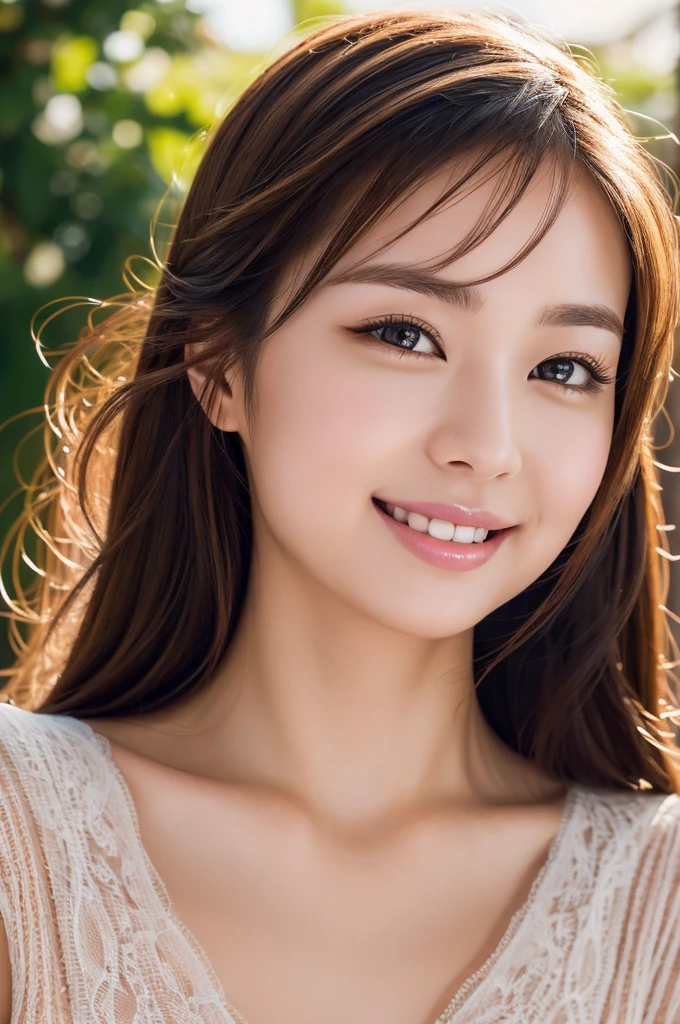 (Highest quality,High resolution,Super detailed),Portraiture,Beautiful Japanese Women,Beautiful attention to detail,Beautiful lip detail,Highly detailed face,Long eyelashes,A kind smile,Flowing hair,Natural light,Vibrant colors