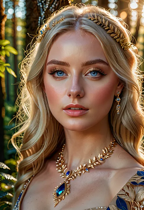 photorealistic blonde woman, beautiful detailed blue eyes, detailed face, detailed skin, detailed lips, detailed nose, long eyel...