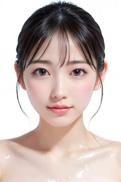 (Highest quality、Tabletop、8K、Best image quality、Award-winning works)、(Face close-up:1.2)、(Pure white background:1.2)、(nude:1.2)、...