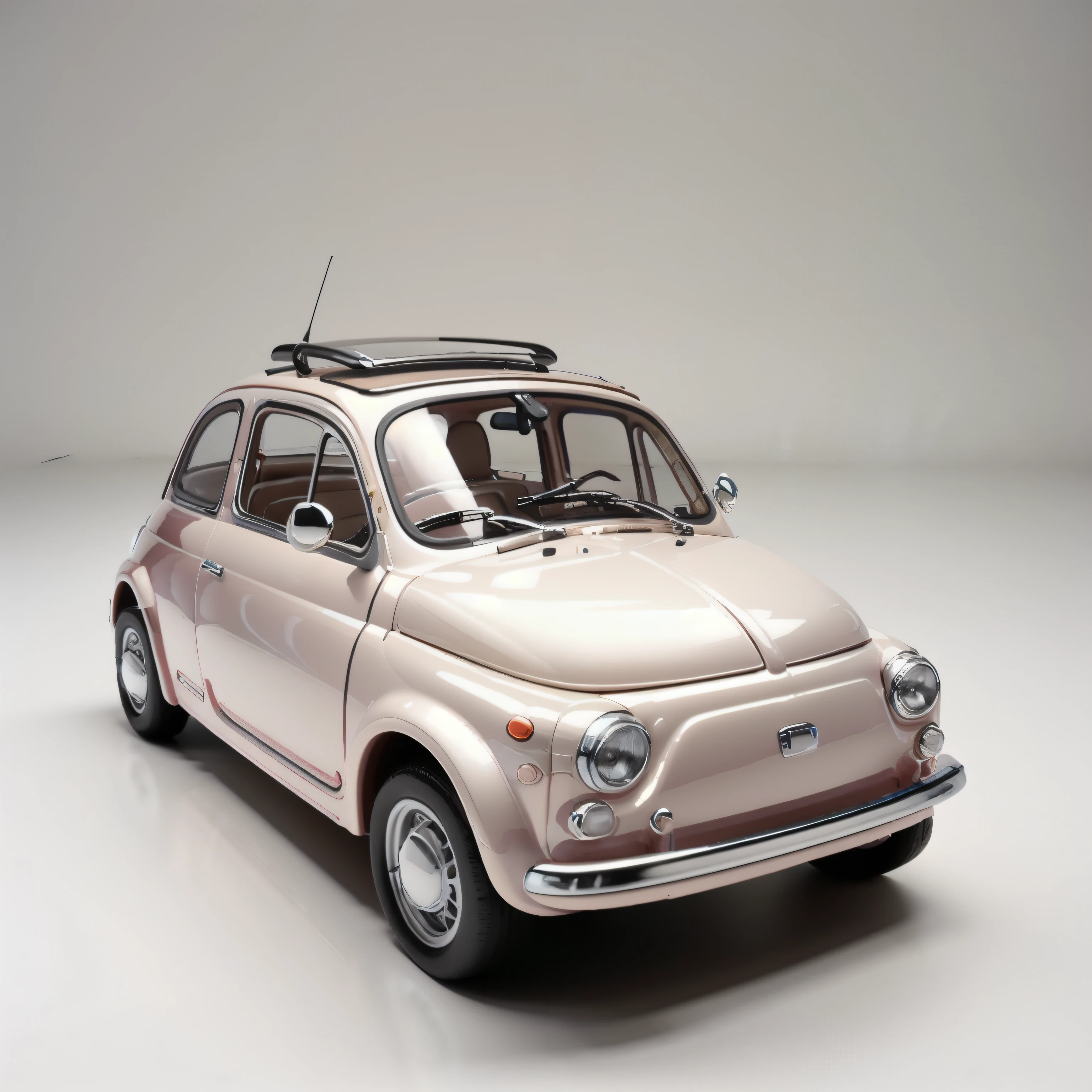 (masterpiece,Highest quality,Highest quality,Very detailed),Cream-colored Fiat 500 plastic model,Isometric 3D diorama,Matte Paint