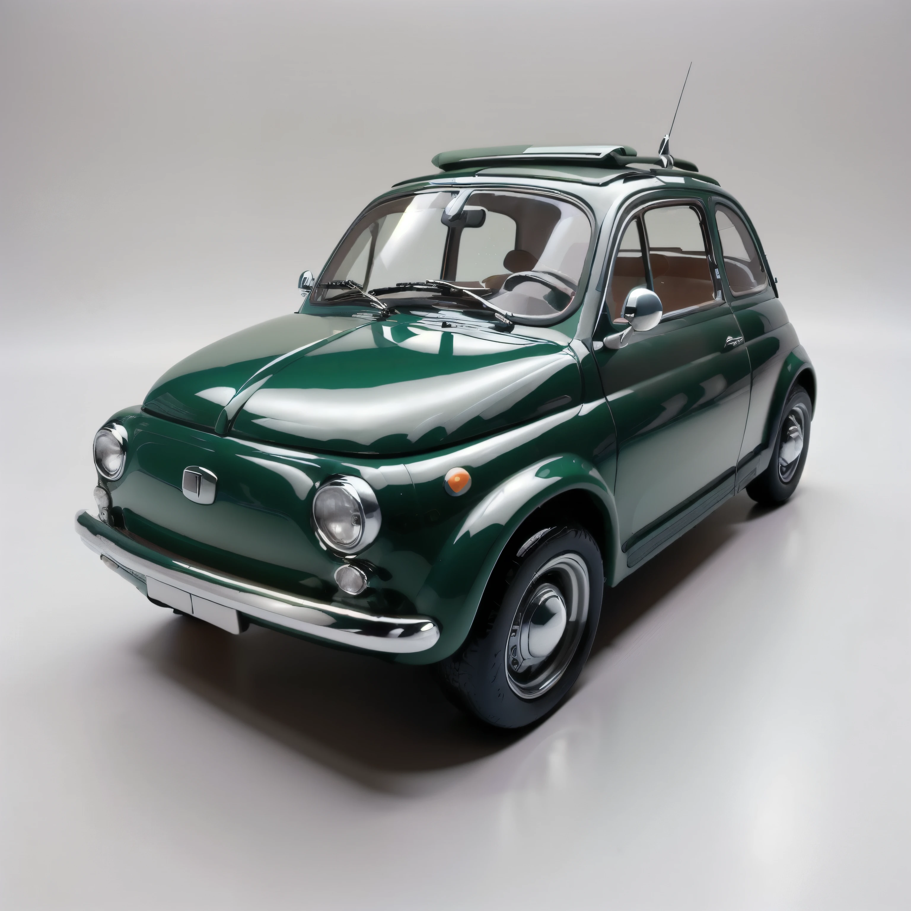 (masterpiece,Highest quality,Highest quality,Very detailed),Cream-colored Fiat 500 plastic model,Isometric 3D diorama,Matte Paint