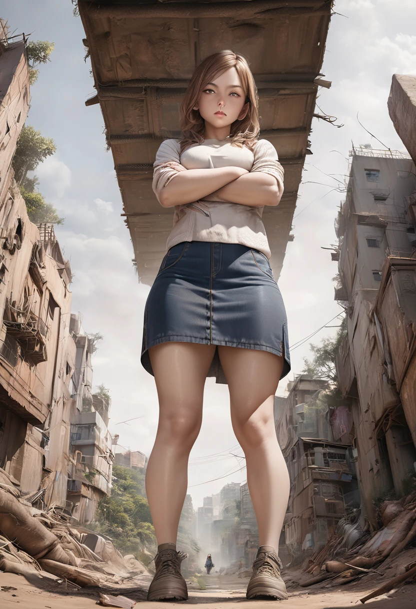 One girl,(Professional portrait, Professional Writing) ,
masterpiece, Highest quality, Realistic, 8K,
Official Art, Ultra-high resolution, Outdoor,
(Full body shot from below, Look down:1.5) ,  alone focus, break,  Muscular girl ,  Stand Upright, ( Arms crossed :1.5), (Anatomically correct), （Perfect Body Proportions), (Natural Hands, Natural Fingers), One girl, alone, Realistic,Glasses ,