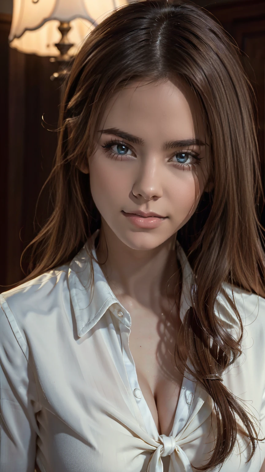 8K, Highest quality, masterpiece:1.2), (Realistic, photo-Realistic:1.37), Highest quality, masterpiece, Beautiful young woman, Pensive expression, Thoughtful expression, Elegant clothing, Tie your hair back, Messy mood, Movie Background, tired, Light skin tone